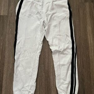 White Joggers with Black Stripes